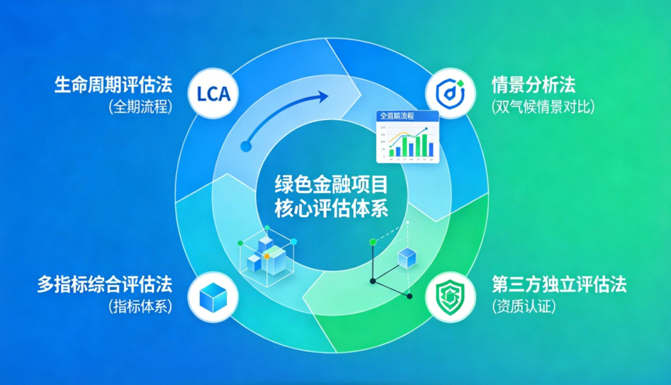 绿色金融项目4 种核心评估方法的综合性示意图
